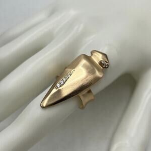 Kendra Scott SALLY Brass brushed Gold Tone Arrowhead Crystal Adj Ring Sz 6.75